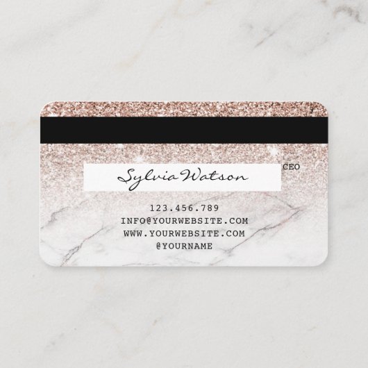 クレジットカードスタイルのバラ金ゴールドロングラッシュマーブル 名刺 (裏面)