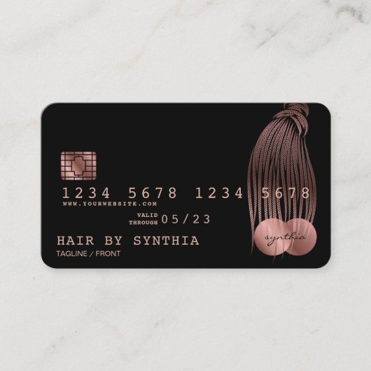 クレジットカードスタイルのバラ金ゴールド編み 名刺 (正面)