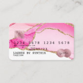 クレジットカードスタイルのピンクゲート金ゴールドメイクアップ 名刺 (正面)