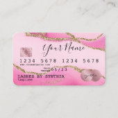 クレジットカードスタイルのピンクゲート金ゴールドメイクアップ 名刺 (正面)