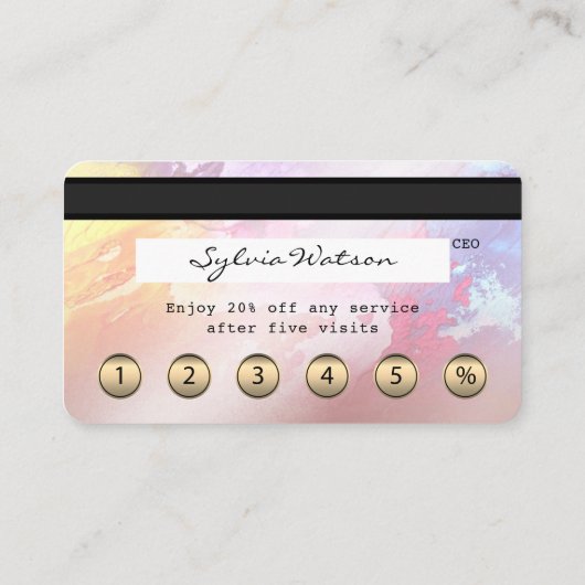 クレジットカードスタイルの抽象芸術アートロイヤリティカード 名刺 (裏面)