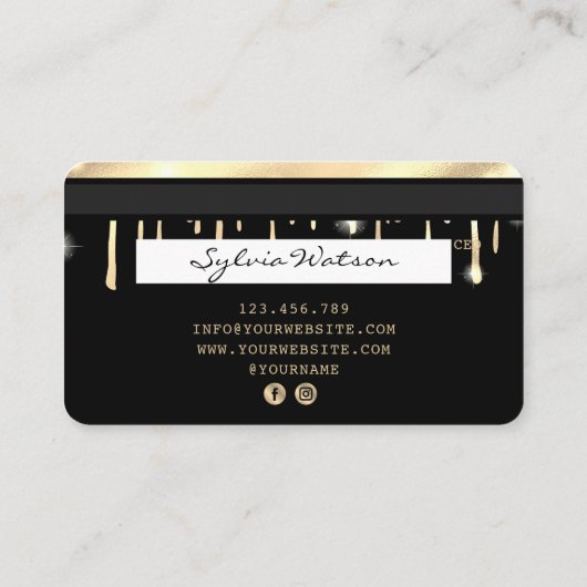 クレジットカードスタイルの滴下金ゴールド 名刺 (裏面)