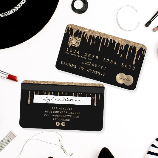 クレジットカードスタイルの滴下金ゴールド 名刺