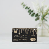 クレジットカードスタイルの滴下金ゴールド 名刺 (スタンド正面)