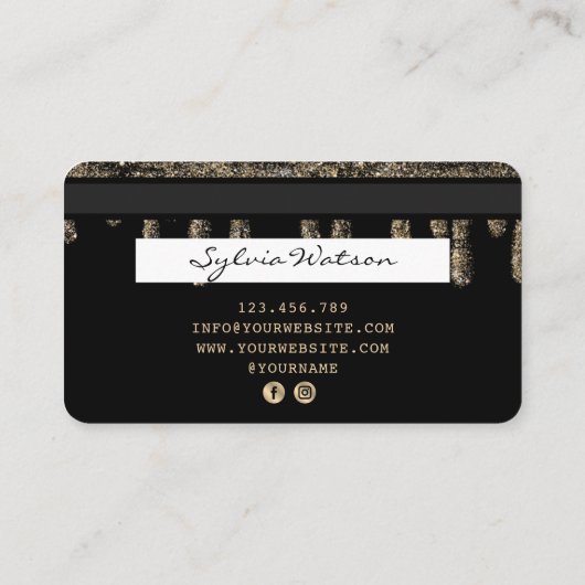 クレジットカードスタイルの滴下金ゴールド 名刺 (裏面)