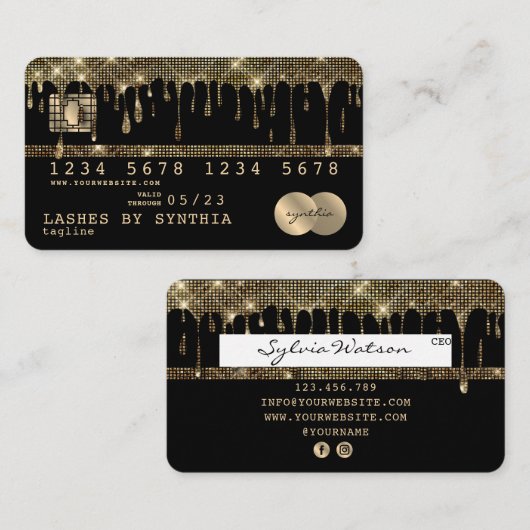 クレジットカードスタイルの金ゴールドドライブ 名刺 (正面/裏面)