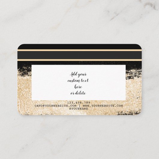 クレジットカードスタイルの金ゴールドブラ感謝していシを使用 名刺 (裏面)