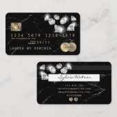 クレジットカードスタイルの黒い大理石ダイヤモンド 名刺 (正面/裏面)