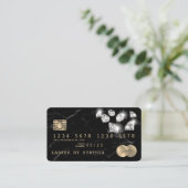 クレジットカードスタイルの黒い大理石ダイヤモンド 名刺 (スタンド正面)