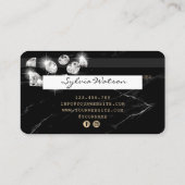 クレジットカードスタイルの黒い大理石ダイヤモンド 名刺 (裏面)