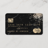 クレジットカードスタイルの黒い大理石金ゴールド 名刺 (正面)