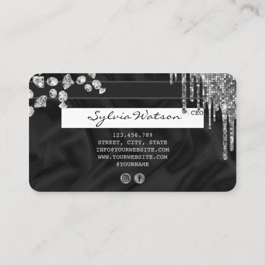 クレジットカードスタイルシルバーダイヤモンドあなたのロゴを追加 名刺 (裏面)