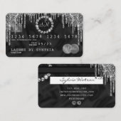 クレジットカードスタイルシルバーダイヤモンドモノグラム 名刺 (正面/裏面)