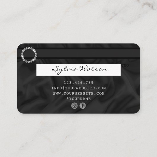 クレジットカードスタイルシルバーダイヤモンドモノグラム 名刺 (裏面)