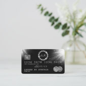 クレジットカードスタイルシルバーダイヤモンドモノグラム 名刺 (スタンド正面)