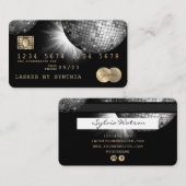 クレジットカードスタイルシルバーディスコボールキラキラ70s 名刺 (正面/裏面)