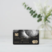 クレジットカードスタイルシルバーディスコボールキラキラ70s 名刺 (スタンド正面)