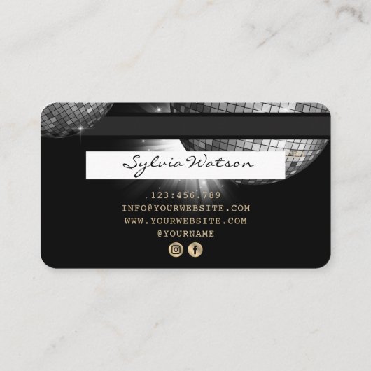 クレジットカードスタイルシルバーディスコボールキラキラ70s 名刺 (裏面)