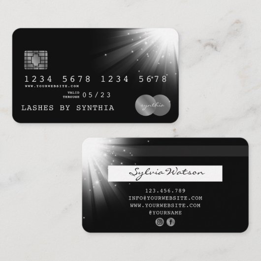 クレジットカードスタイルシルバー 名刺 (正面/裏面)