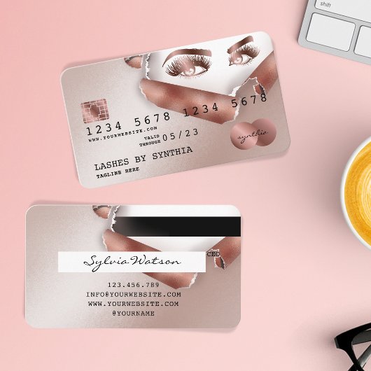 クレジットカードスタイルバラ金ゴールドロングラッシュトーン紙 名刺