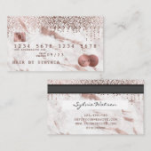クレジットカードスタイルバラ金ゴールド大理石と紙吹雪 名刺 (正面/裏面)