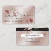 クレジットカードスタイルバラ金ゴールド水彩フローラ 名刺 (正面/裏面)