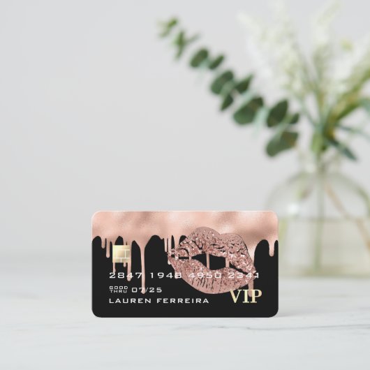 クレジットカードスタイルピンクドリップスビジネスカード 名刺 (スタンド正面)