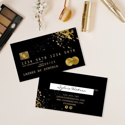 クレジットカードスタイルブラック金ゴールド 名刺
