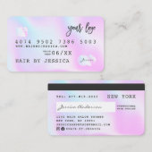 クレジットカードスタイルホログラフィックユニコーンレインボークピンク 名刺 (正面/裏面)