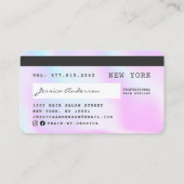 クレジットカードスタイルホログラフィックユニコーンレインボークピンク 名刺 (裏面)