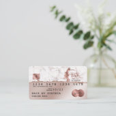 クレジットカードスタイルローズゴールド美容師破れた紙 名刺 (スタンド正面)