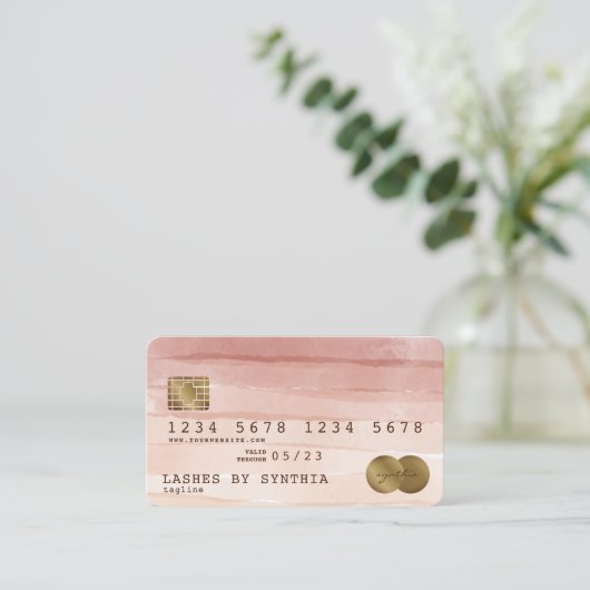 クレジットカードスタイル滴下金ゴールド埃バラ 名刺 (スタンド正面)