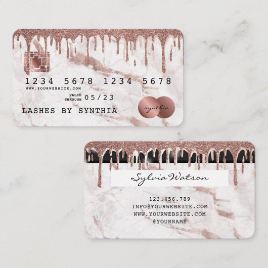 クレジットカードスタイル滴下金ゴールド大理石 名刺 (正面/裏面)