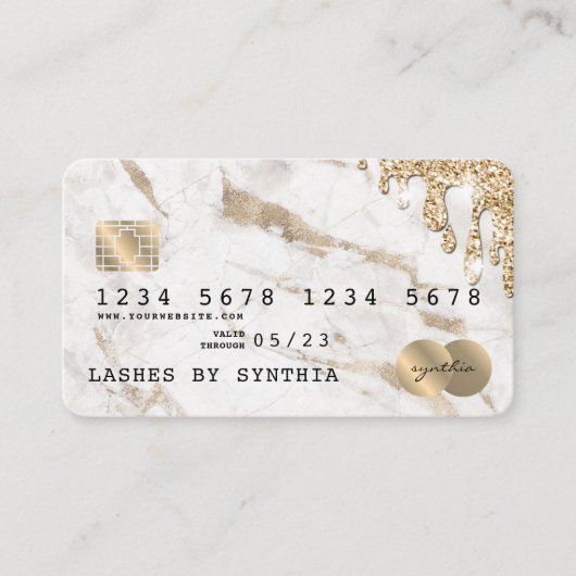 クレジットカードスタイル滴下金ゴールド大理石 名刺 (正面)