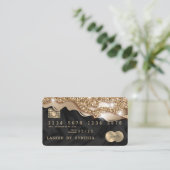 クレジットカードスタイル滴下金ゴールド絹 名刺 (スタンド正面)