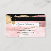 クレジットカードスタイル赤面ピンクアゲートバラ金ゴールド 名刺 (裏面)