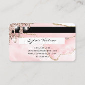 クレジットカードスタイル赤面ピンクアゲートバラ金ゴールド 名刺 (裏面)