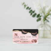 クレジットカードスタイル赤面ピンクアゲートロングラッシュ 名刺 (スタンド正面)