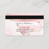 クレジットカードスタイル赤面ピンクアゲートロングラッシュ 名刺 (裏面)