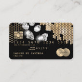 クレジットカードスタイル金ゴールドハニカムダイヤモンド 名刺 (正面)