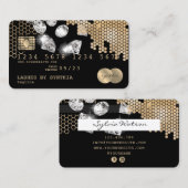 クレジットカードスタイル金ゴールドハニカムダイヤモンド 名刺 (正面/裏面)