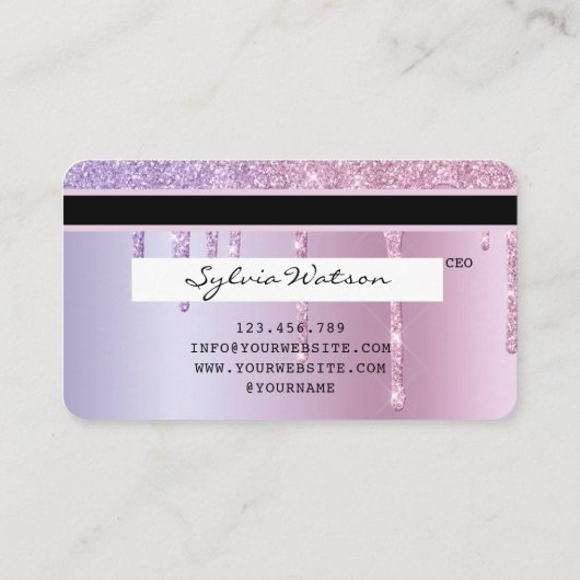 クレジットカードバラ金ゴールドの金ゴールドを滴下あなたのロゴを追加 名刺 (裏面)