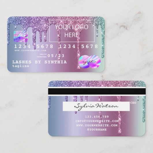 クレジットカードバラ金ゴールドの金ゴールドを滴下あなたのロゴを追加 名刺 (正面/裏面)