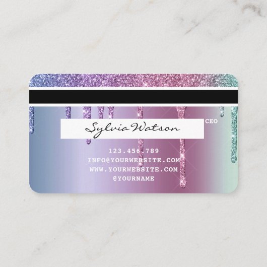 クレジットカードバラ金ゴールドの金ゴールドを滴下あなたのロゴを追加 名刺 (裏面)