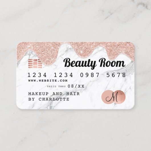 クレジットカードバラ金ゴールドグリッタードリップマーブル美しい 名刺 (正面)