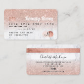 クレジットカードバラ金ゴールドグリッター大理石モノグラム 名刺 (正面/裏面)