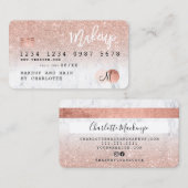 クレジットカードバラ金ゴールドグリッター大理石文字 名刺 (正面/裏面)