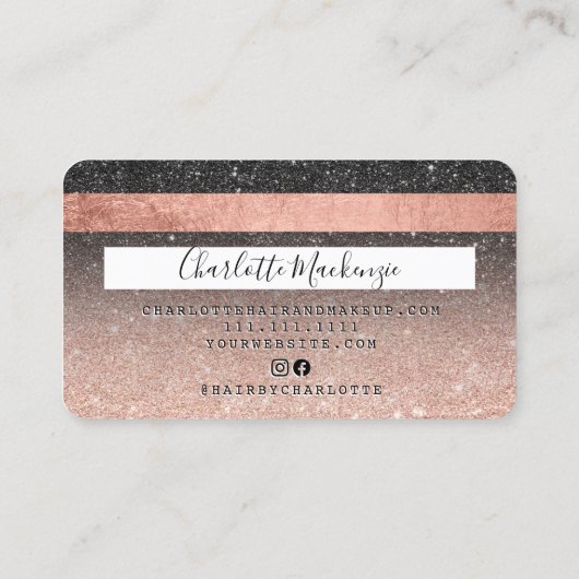 クレジットカードバラ金ゴールドブラックグリッターヘアモノグラム 名刺 (裏面)