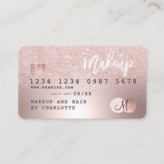 クレジットカードバラ金ゴールドメタリックグリッターヘア名 名刺 (正面)