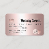 クレジットカードバラ金ゴールド金属美しいモノグラム 名刺 (正面)